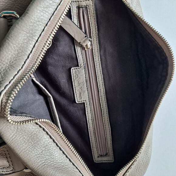 Calvin Klein Bag Women Taupe Leather Hobo Shoulder Strap Silver Hardware Taupe - Picture 14 of 16